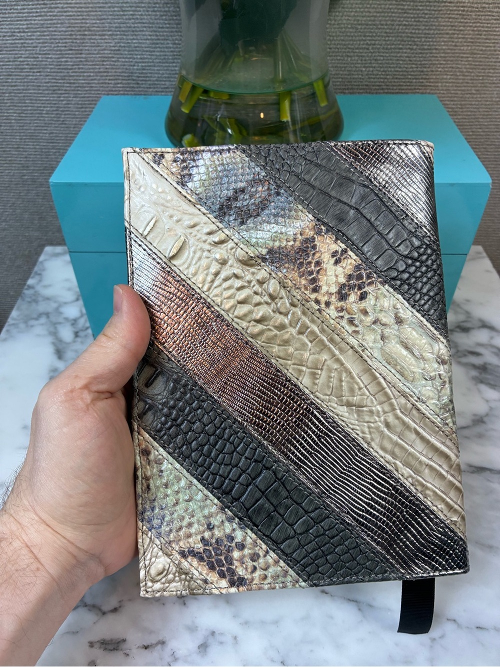 Brahmin Mixed Material Anthracite Flashback Leather Notebook Journal - Rare NWT - Picture 2 of 5